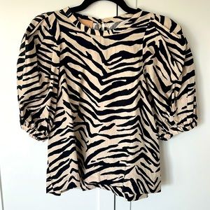 (nude) brand Zebra Striped Puff Sleeve Blouse Size 40/Size S